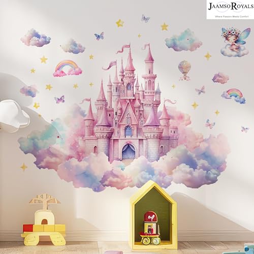 Image of JAAMSO ROYALS wondever Castle Wall Stickers Fairy Tale Peel and Stick Wall Art Decals for Girls Bedroom Living Room Baby Nursery (30 CM X 60 CM)