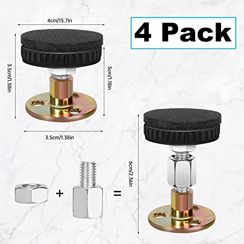4 Pcs Adjustable Threaded Bed Frame Anti-Shake Tool,Headboard Stoppers Fixer With Anti-Shake Hex Nut,Bedside Antishake Telescopic Support Stabilizer For Beds Room Wall Cabinets Sofas Cabinets Desks #TOP1