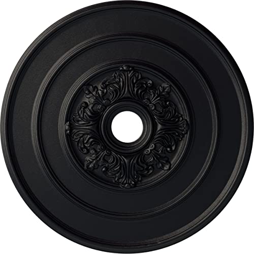 26"OD x 3 1/8"ID x 1 1/2"P Traditional with Acanthus Leaves Ceiling Medallion (Fits Canopies up to 4 1/4"), Hand-Painted Steel Gray