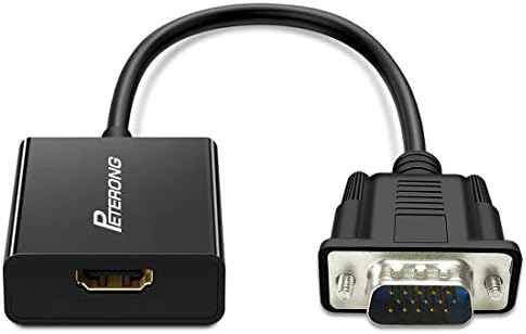 PETERONG VGA to HDMI Adapter 1080P@60Hz VGA Male to HDMI Female Converter with 3.5mm Audio Jack for PC, Laptop, TV Box to HDTV, Monitor, Projector, Screen