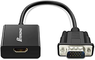 PETERONG VGA to HDMI Adapter 1080P@60Hz VGA Male to HDMI Female Converter with 3.5mm Audio Jack for PC, Laptop, TV Box to HDTV, Monitor, Projector, Screen