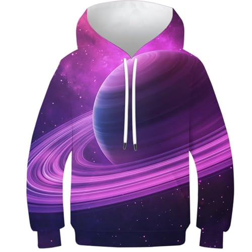Sweat à capuche imprimé 3D violet galaxy wonder pour enfant ado 12-14 ans
