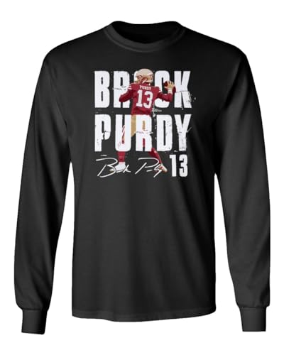 San Francisco Quarterback Football Player Purdy Long Sleeve T-Shirt (Black, X-Large)