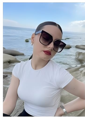Oversized Sunglasses for Women, Square Style for Womens, Narrow Square Frame Visor Shades UV4004
