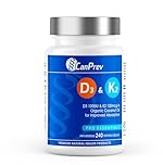 CanPrev - D3 & K2 Vitamin Supplement 240 Softgels 240-Day Supply, K2 MK7 Cholecalciferol Vitamin D3 Supplement, Organic Coconut Oil for Improved Absorption - Helps Build & Maintain Teeth & Bone Health
