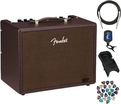 Fender Acoustic Junior 100W Combo Acoustic Guitar Amplifier Bundle with Instrument Cable, Amperstand Guitar Cradle, Tuner, and 24-Pack Picks
