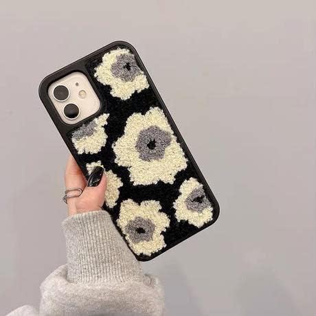 Amazon Iphoneケース 花 韓国 もこもこ ふわふわ おしゃれ 可愛い 花柄 モノトーン 黒 Iphoneカバー 携帯ケース 携帯カバー スマホケース スマホカバー Iphonex Iphonexs Iphonexr Iphone11 Iphone11promax Iphone12 Iphone12pro 12promax Iphone13 Iphone13pro