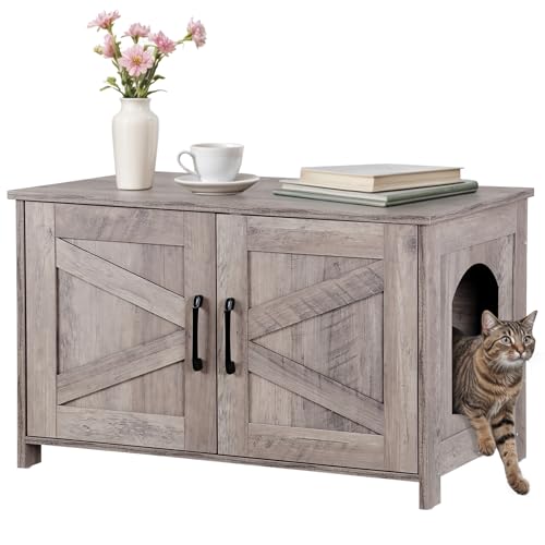Cat Litter Box Enclosure Hidden Kitty Litter Box Furniture Indoor Cat Box Cabinet Cat House Side Table Nightstand Cat Washroom