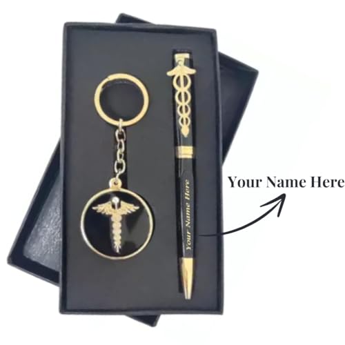 Image of ncgifts Personalized Doctor Metal Pen & Keychain With Name Engraved Customized Gift Combo For For Doctors, Surgeons, Medico, Dr. & Medical Students.Ideal Gift For Doctors