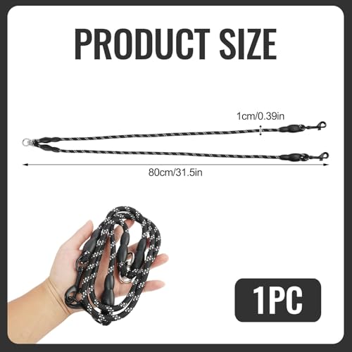 Jecdfs 1pcs Hundeleine Doppelleine für 2 Hunde,schleppleine für kleine Hunde,Verstellbare Doppelleine aus Kletterseil, Keine Verwicklung, Sicher und Robust,Schwarz