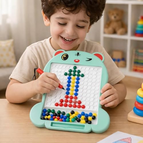 Image of Magnetic Drawing Board for Kids with 80 Beads & Magnetic Pen | Big Size Magnetic Doodle Board | Educational Learning Toy, Drawing & Creativity for Boys & Girls (Multicolor)