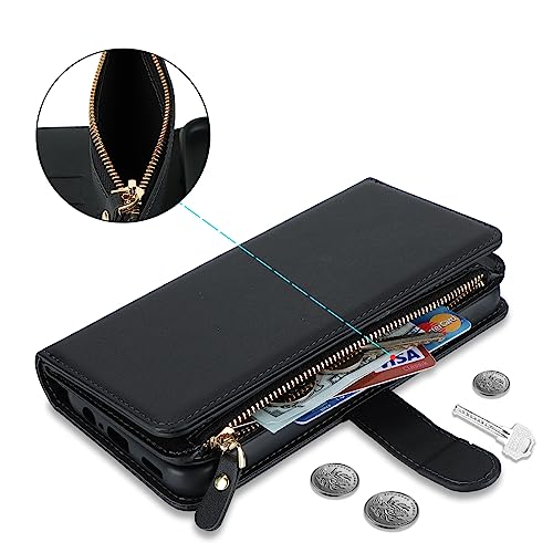 Jaorty Fit for Samsung Galaxy A14 (5G 2023) Wallet Case for Women & Men with Strap,Galaxy A14 Crossbody Phone Case with Card Holder,Shoulder Lanyard,Zipper PU Leather Case 6.6