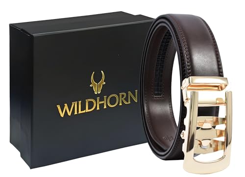 Image of WildHorn Men's Genuine Leather Belt for Men| Premium Auto-Lock Buckle | Adjustable up to 48 inch | Formal & Casual Wear | Micro-Adjust Fit | Stylish Gift Box Included