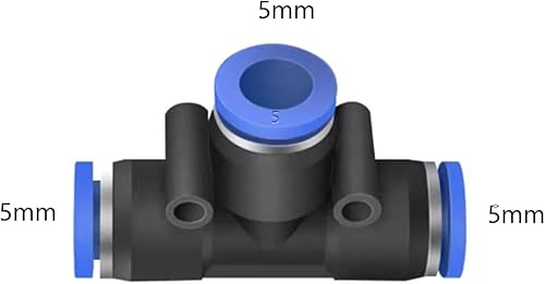 Vista 82 de 5 conectores reductores de tubo de 3 vías en forma de T de 0.394 in x 0.236 in x 0.394 in, empuje rápido para conectar la conexión en T Unión de 4