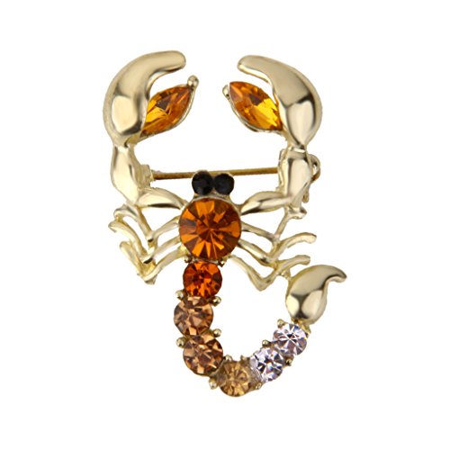 Bonarty Fashion Scorpion Brooch Pin Crystal Rhinestone Broach Wedding Pin Gold New