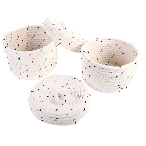 PRETYZOOM Cotton Rope Storage Baskets Lids Household Snack Holder Makeup Sundries Organizer