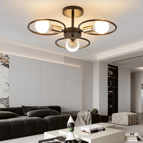 YOODI Lampara Techo Vintage, Lámparas de Araña Industriales Techo de Araña Modernas, Lámparas de Techo Salon con Base E27, Lampara Techo Dormitorio Cocina de Metal (Sin Bombilla)