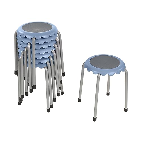 ECR4Kids Daisy Stackable Stool Set, Flexible Seating, Powder Blue, 8-Piece