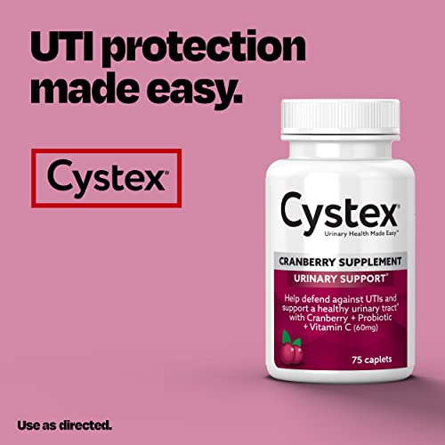 Cystex Cranberry Urinary Tract Health Supplement With Probiotics And Vitamin C, Cranberry Pills For Women, Sugar Free, 75 Caplets #TOP5