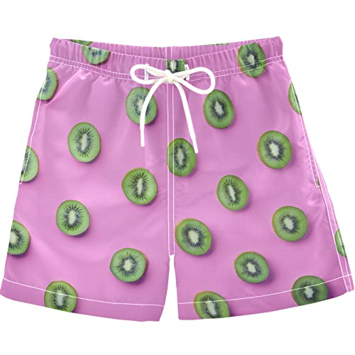 visesunny Summer Boy's Beach Shorts Quick Dry Soft Drawsting Pool Swim Trunks Kiwi Fruit Boy Bathing Suit