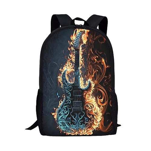 GLUDEAR Cool Graphics Backpack Boy Girl Daypack Bookbag Backpack Adjustable Shoulder Bag,Guitar Music