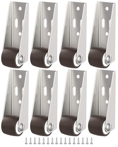 Anobeyi 0.9-Inch Low Profile Mini Casters Wheels Set of 2, Silent TPE Long Frame Rigid Fixed Castor Wheels for Furniture, Room Door, Underbed Drawer, Storage Box, Cabinet, DIY Projects (8)