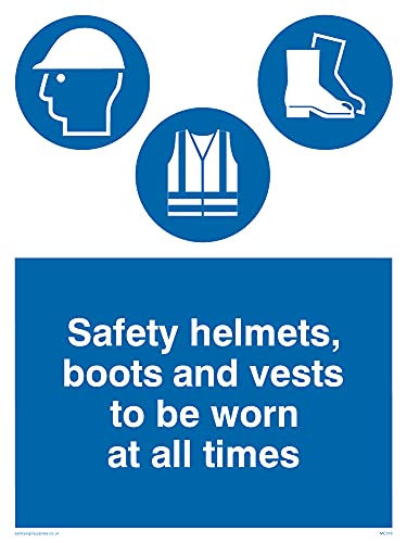 Pack of five - Helmets Boots Vests All Times Sign - 150x200mm - A5P