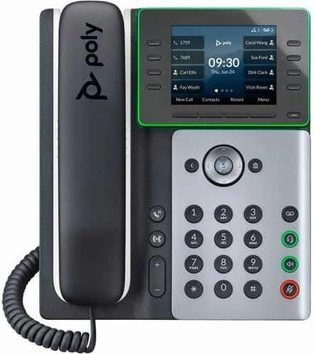 Poly Edge E300 IP Phone – Corded – Corded – Desktop – Black – TAA Compliant – VoIP – 2 x Network (RJ-45) – PoE Ports