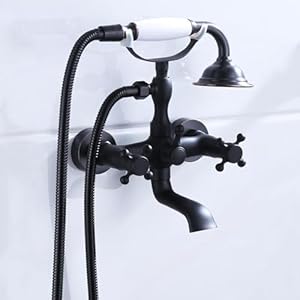 Clawfoot badkuip douchekraan set antiek 2 functies wandmontage warm of koud messing Clawfoot badkuipkraan met handdouche, antiek, sprinkler