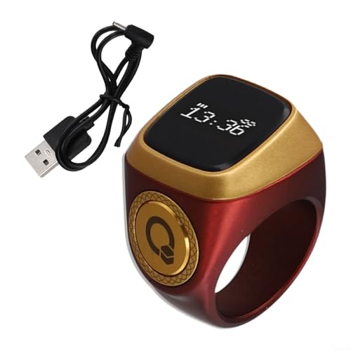 Caswynlife Bague intelligente pour comptage Zikr et Tasbih avec rappels de temps de prière, écran OLED, alertes de vibration, compteur numérique étanche compatible avec application smartphone (18 mm