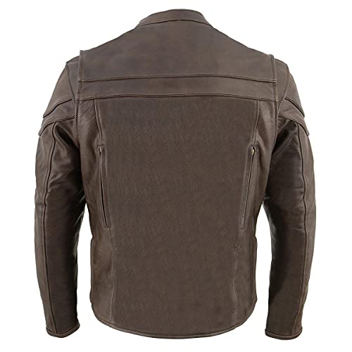 Image of Milwaukee Leather Men's Black Cowhide Quilted Pattern Scooter Style Racing Jacket MLM1545