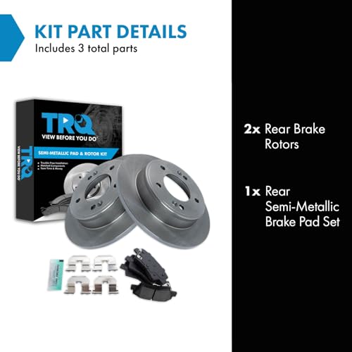 Image of TRQ Rear Brake Pad and Rotor Set Semi Metallic Rotors