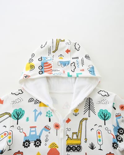 Image of Popshion Boys Toddler Cartoon Dinosaur Hoodies Jacket Cool Long Sleeve Zipper Hooded Sport Sweatshirt Coat for Kids 1-7 Years