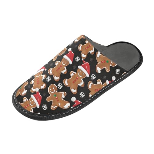 Slippers for Women Gingerbread Man Christmas Hats Pattern Soft Winter Warm Shoes Indoor Outdoor Non-Slip House Travel Slippers2