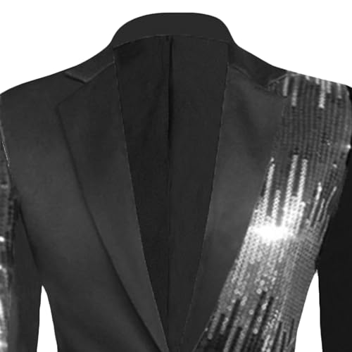 Men's Patchwork Sequin Blazers Stylish Suit Jacket Dinner Wedding Party Slim Fit Sport Coat2