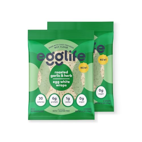 egglife egg white wraps, Roasted Garlic Herb, Egg White Wraps, 12 Total Wraps (2-6 Packs) - Gluten Free, Dairy Free, No Flour, Sugar Free, Keto Friendly, Paleo, Low Net Carb, Protein Packed - Thumbnail 3