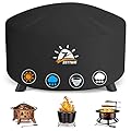 Zettum Fire Pit Cover Round 50 Inch - Outdoor Firepit Cover Heavy Duty & Waterproof, 600D Patio Fire Table Cover Large Gas Fire Pit Accessories Fade & Weather Resistant - 50 x 50 x 24 Inch
