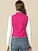 Allegra K Women's Buttoned Washed Denim Vest Jacket W Chest Flap Pockets Medium Fuchsia