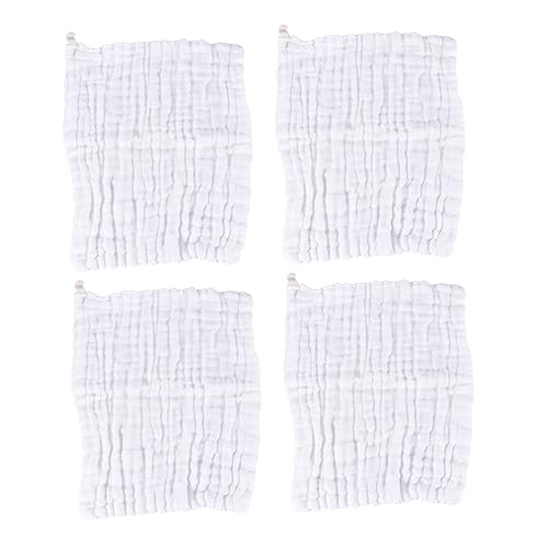 4pcs Soft Cotton Gauze Handkerchiefs Quick Dry Washcloths Absorbent Muslin Bibs for Newborns Pre Washed and Breathable Towel White