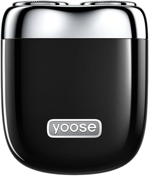yoose MINI Afeitadora Eléctrica para Hombres, Afeitadora Eléctrica de Aleación para Hombres, Afeitadora Impermeable IPX7 con Motor de 8000 RPM, Cable Tipo C y Cabezal de Afeitado Magnético, Negro