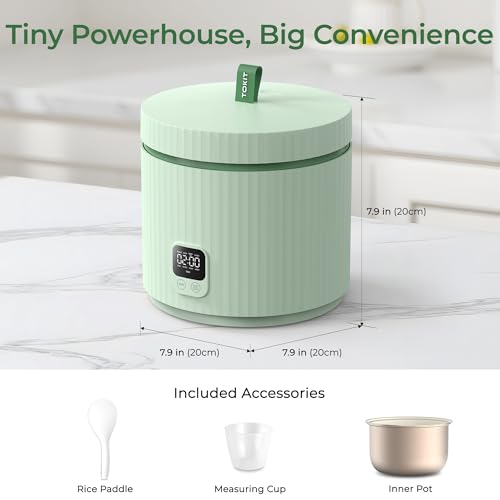 Image of Compact Mini Rice Cooker Small Kitchen 3-Cup (Uncooked) / 6-Cup (Cooked), Non Stick Ceramic Inner Pot Rice Maker, 24H Timer Delay, Auto Keep Warm, 8 Functions Multicooker For Brown Rice, Steam, Soup