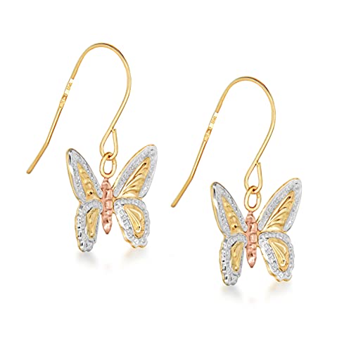 Boucles d'oreilles papillon or 9 ct tricolore Carissima contre les allergies cutanées