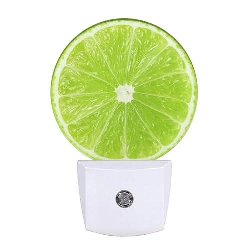 Image of Lime Lemon Night Light Tropical Fruit Summer Juice Plug-in Night Lights with Dusk-to-Dawn Sensor Sleep Friendly LED Lighting for Women /Girls /Boys for Bedroom Bathroom Living Room