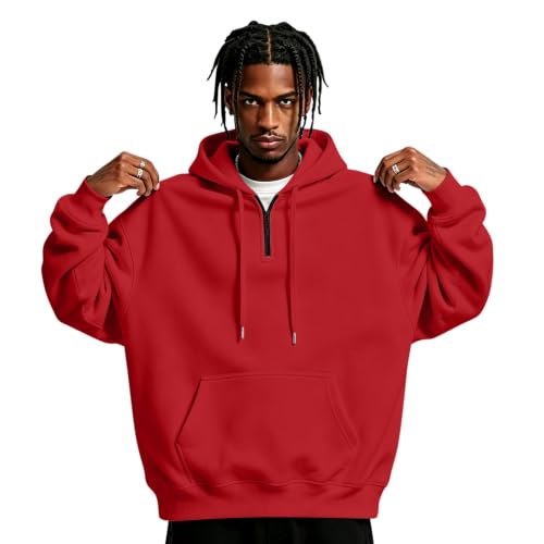 Hooded Sweatshirt Men Comfy Quarter Zip Pullover Sweatshirt Sweat Shirts - image 1