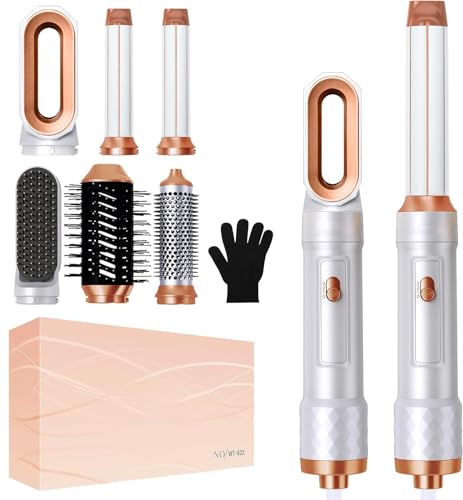 Air Styler 6 In 1 Hair Styler avec Seche Cheveux, Boucleur a Air, Brosse Soufflante, Brushing Brosse Soufflante, Brosse Lissante Cheveux, Magic Styler pour Lisser, Donner Du Volume, Boucler, Sécher