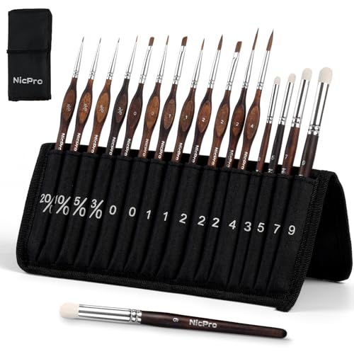 Nicpro 16 PCS Miniature Paint Brush Set