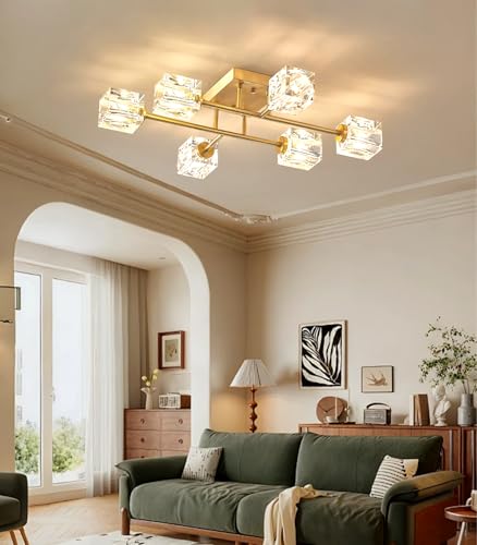 Plafonnier moderne K9 Crystal doré de 63cm à trois couleurs changeantes pour chambre