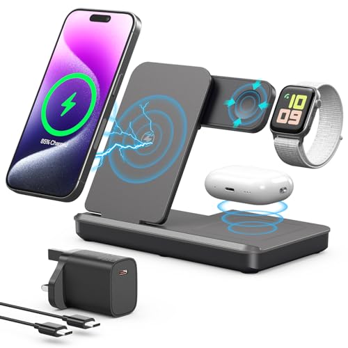 Foldable Wireless Charger,3 in 1 Wireless Charging Station for Apple Devices,15W Fast Wireless Charging Stand for iPhone 16/15/14/13/12/11,Phone and Watch Charger Stand for Apple Watch,for Airpods Foldable Wireless Charger,3 in 1 Wireless Charging Station for Apple Devices,15W Fast Wireless Charging Stand for iPhone 16/15/14/13/12/11,Phone and Watch Charger Stand for Apple Watch,for Airpods