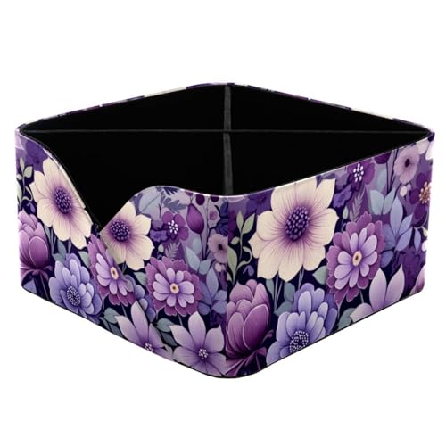 Porte-stylos rectangulaire à motif floral violet pour bureau