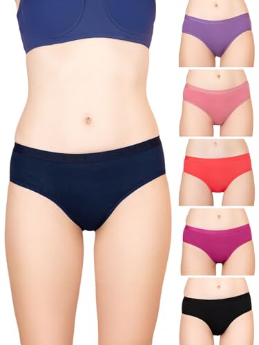 Image of Lux Cozi for her Outer Elastic Hipster 100% Cotton Panty Set for Women | Cotton Panty for Women | Underwear for Women |Hipster Panties for Women | Colors & Prints May Vary | Pack of 6